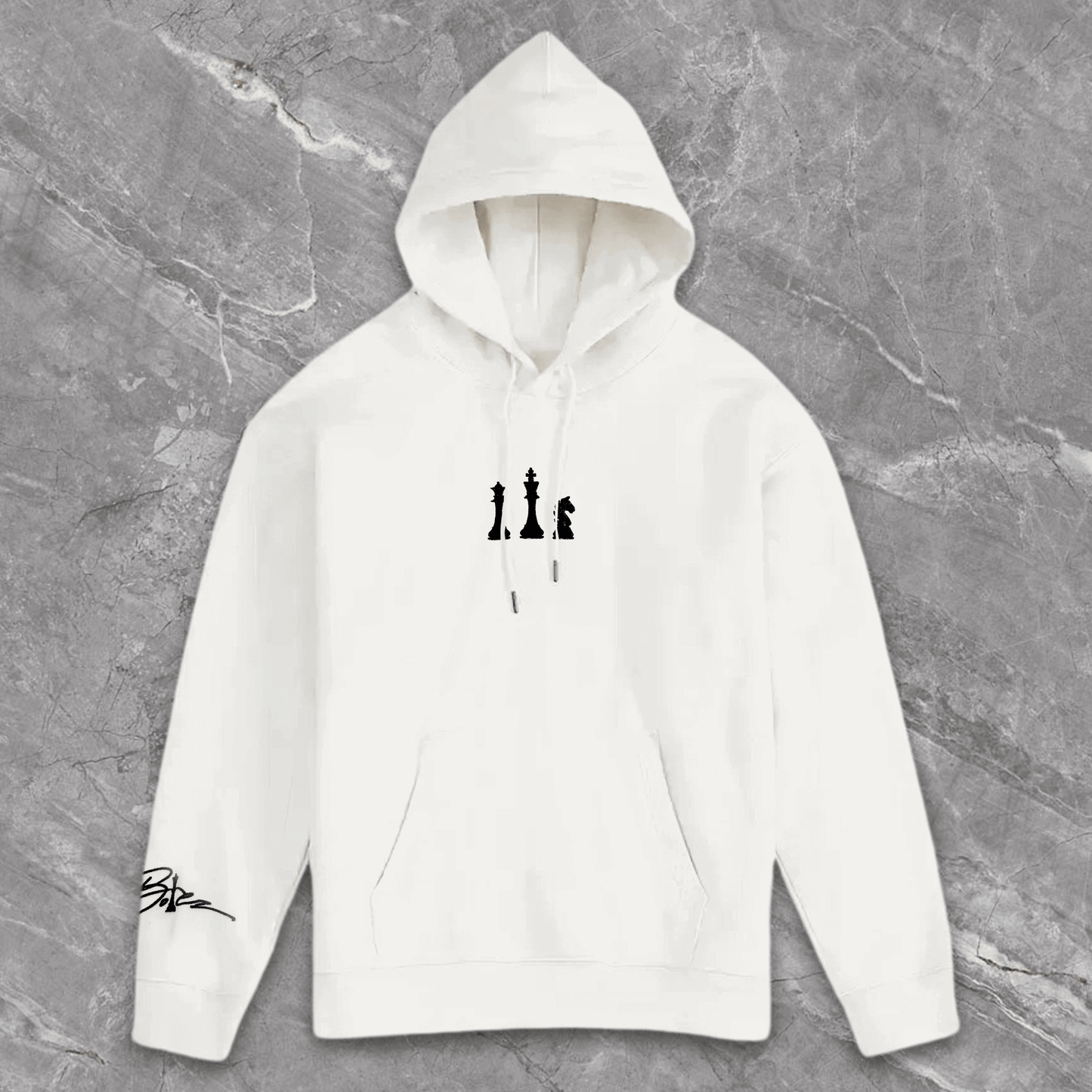 Heavyweight White Hoodie w/ Black Embroidery