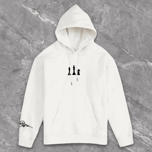 Heavyweight White Hoodie w/ Black Embroidery