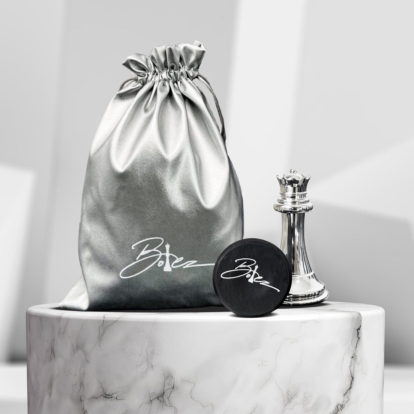 Silver and Black Chess Pieces